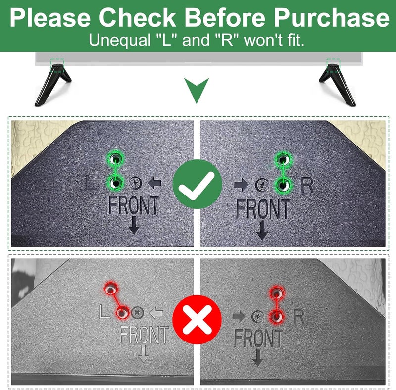 Motiexic Non-Universal TV Stand Only for Insignia TV Legs Replacement with Screws Set, Only for Insignia Roku TV Stand Legs Using Correct Stand Hole as Marked, Please Refer to The Picture 2 to Confirm - Image 2